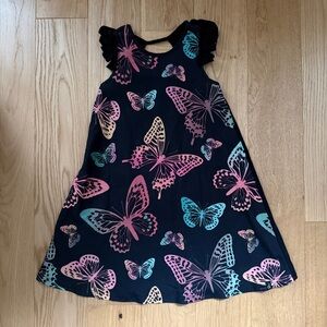 Deux par Deux Black Dress with Colorful Butterfly Print
